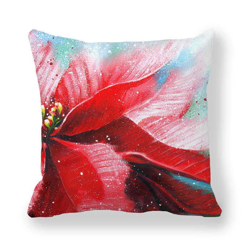 Christmas Snow And Ice Cartoon Pattern Digital Printing Short Plush Pillow Covers For Car Sofa Office Cushion Cover Home Goods