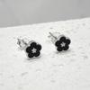 925 Silver Black Flower Earrings M-APE002