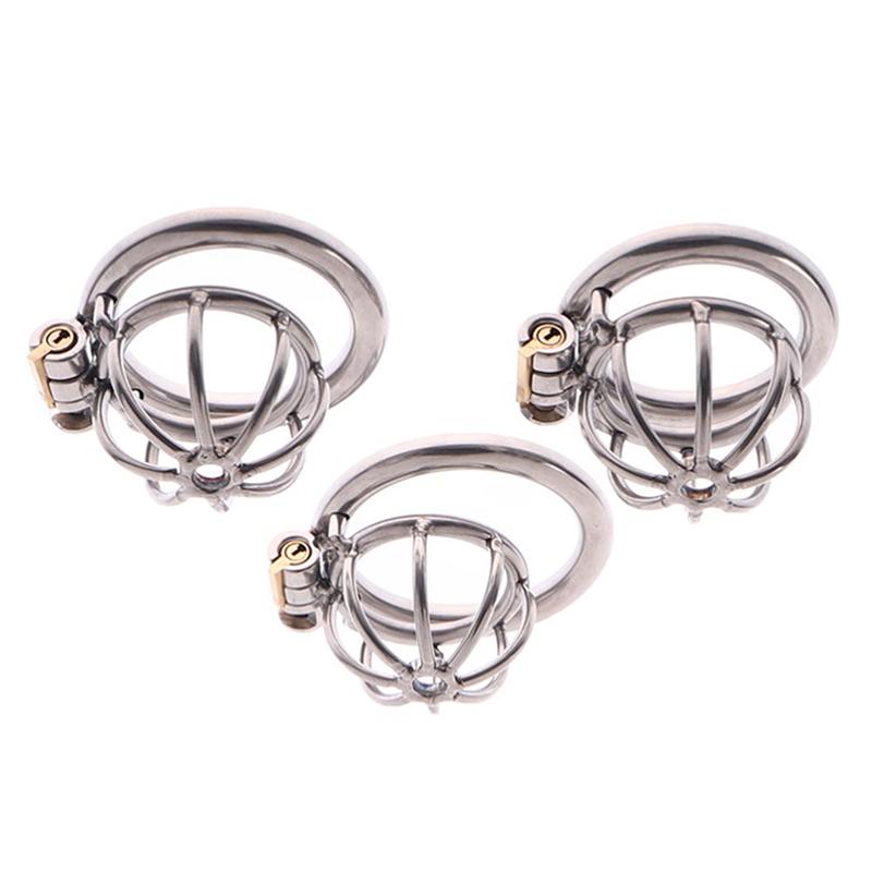 Edelstahl Metall männliche Keuschheitskäfig Gerät Zurückhaltung Spiked-Ring mit Schloss