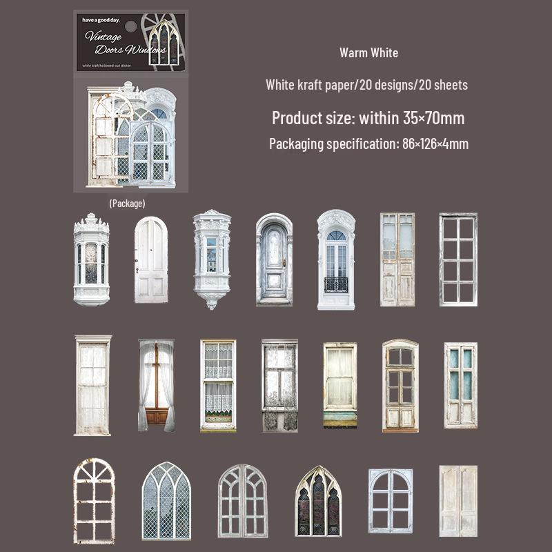 Beautiful Day Retro Window & Door Journal Stickers: Old Courtyard Series for Collage & Decoration