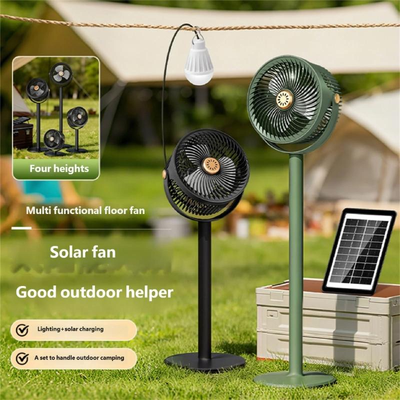 Wiederaufladbarer Solar-Bodenventilator mit flexibler Höhenverstellung Leiser Teleskop-Schreibtischventilator für Terrassen, Gärten und kleine Räume