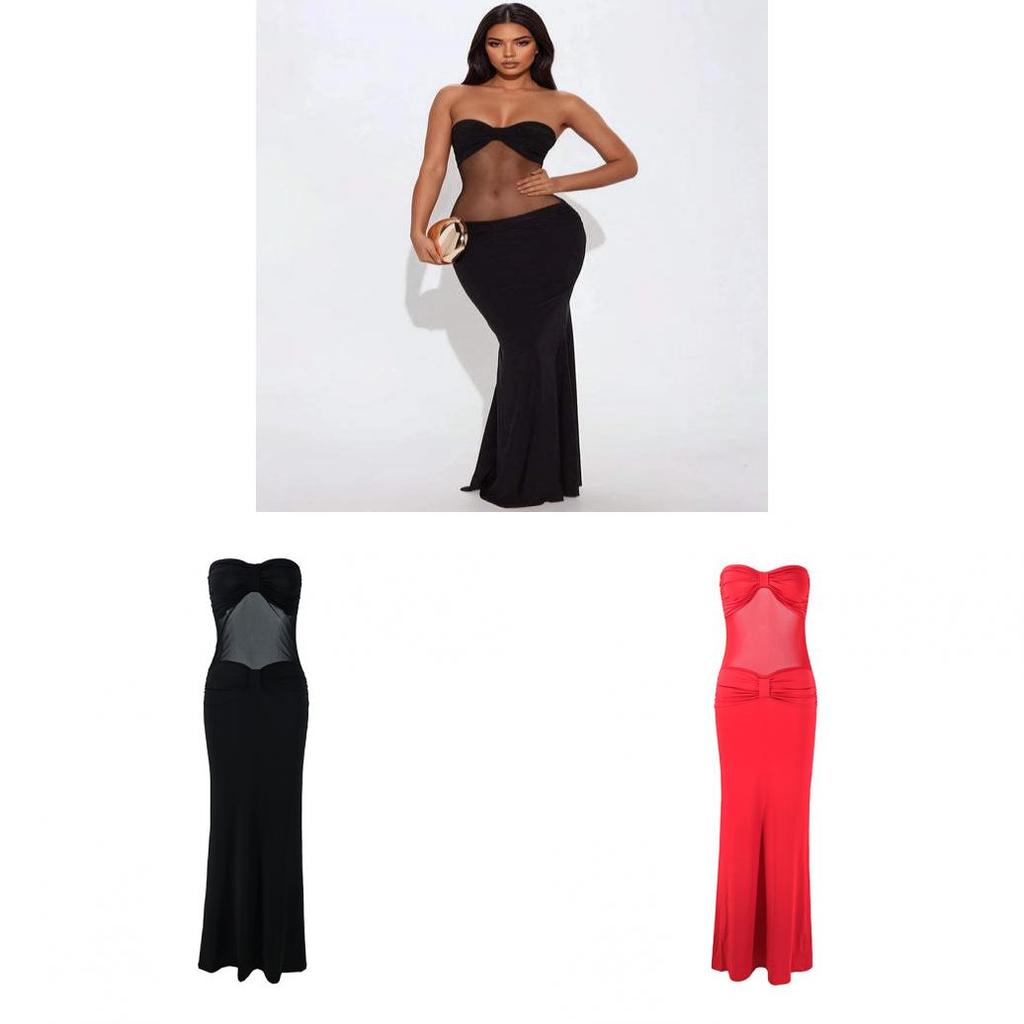 Sexy Clubwear Nightclub Dress With Sheer Mesh And Spliced Fabric For Party Night Out