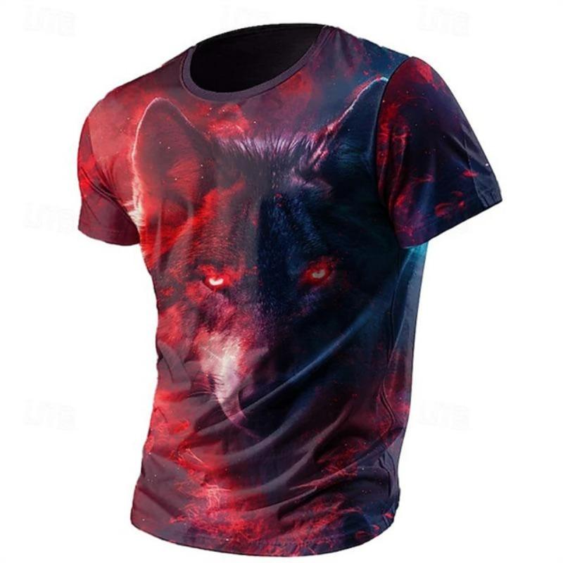 Animal Men's Printed T Shirt 3D Lion Pattern Summer Loose Plus Size Short Sleeve Street Round Neck Comfortable Men's Tops 6Xl