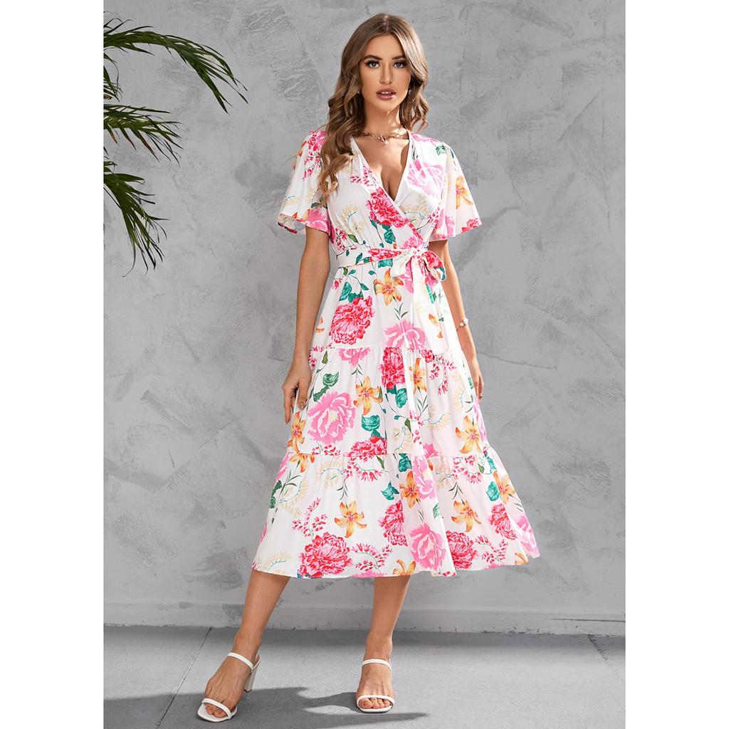 2025 New Fashion Trend Dresses Spring Summer Printed Waist Dresses Fashion Women's