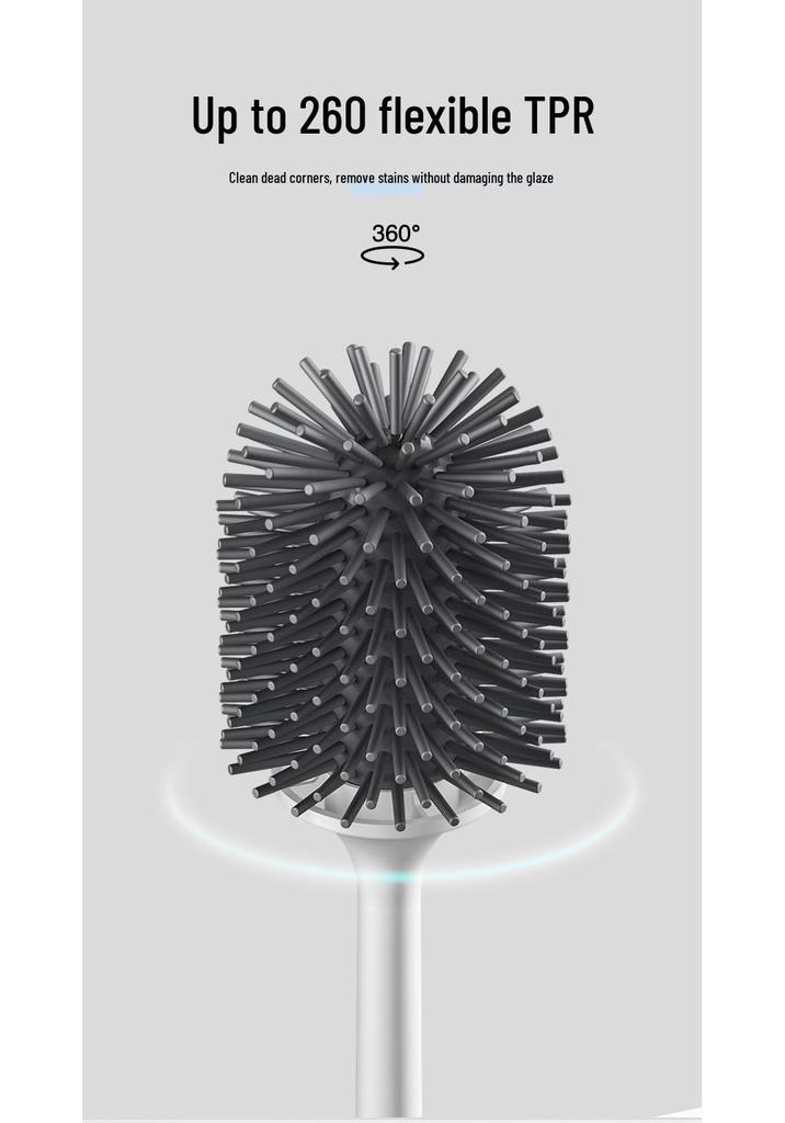 Wall-Mounted Toilet Brush with Long Handle & Soft Bristles for Bathroom Cleaning