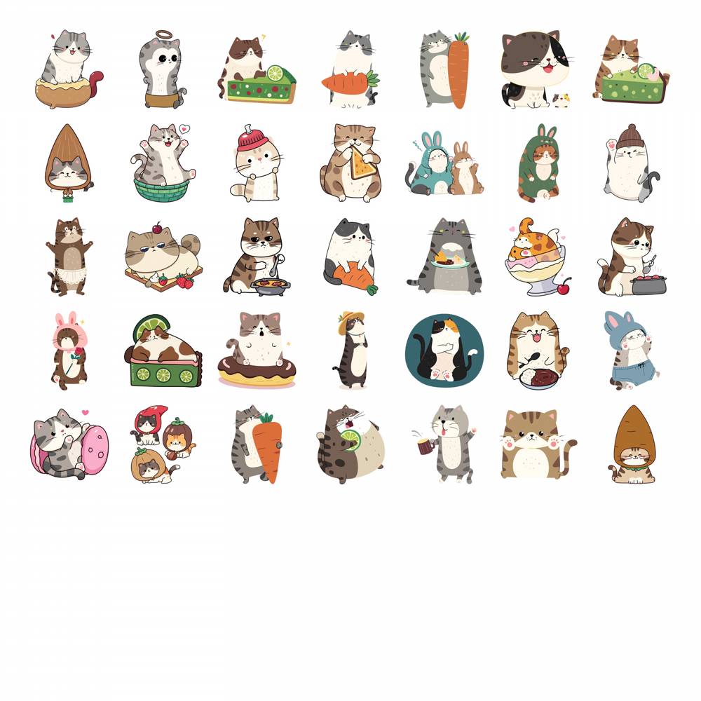 35pcs Cute Cute Animals Stickers Whimsical Cats Animal Decals Stickers For Laptop Luggage Scrapbook Diary Sticker