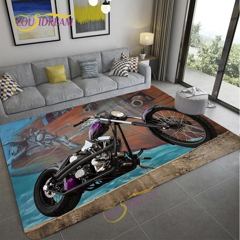 Tappeto retrò da moto, tappetino antiscivolo per grandi porte, zerbino da bagno per soggiorno, camera da letto, ingresso, decorazione per la casa
