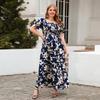 Vestido feminino de verão plus size estampado casual vestido de férias boêmio elegante midi vestidos longos