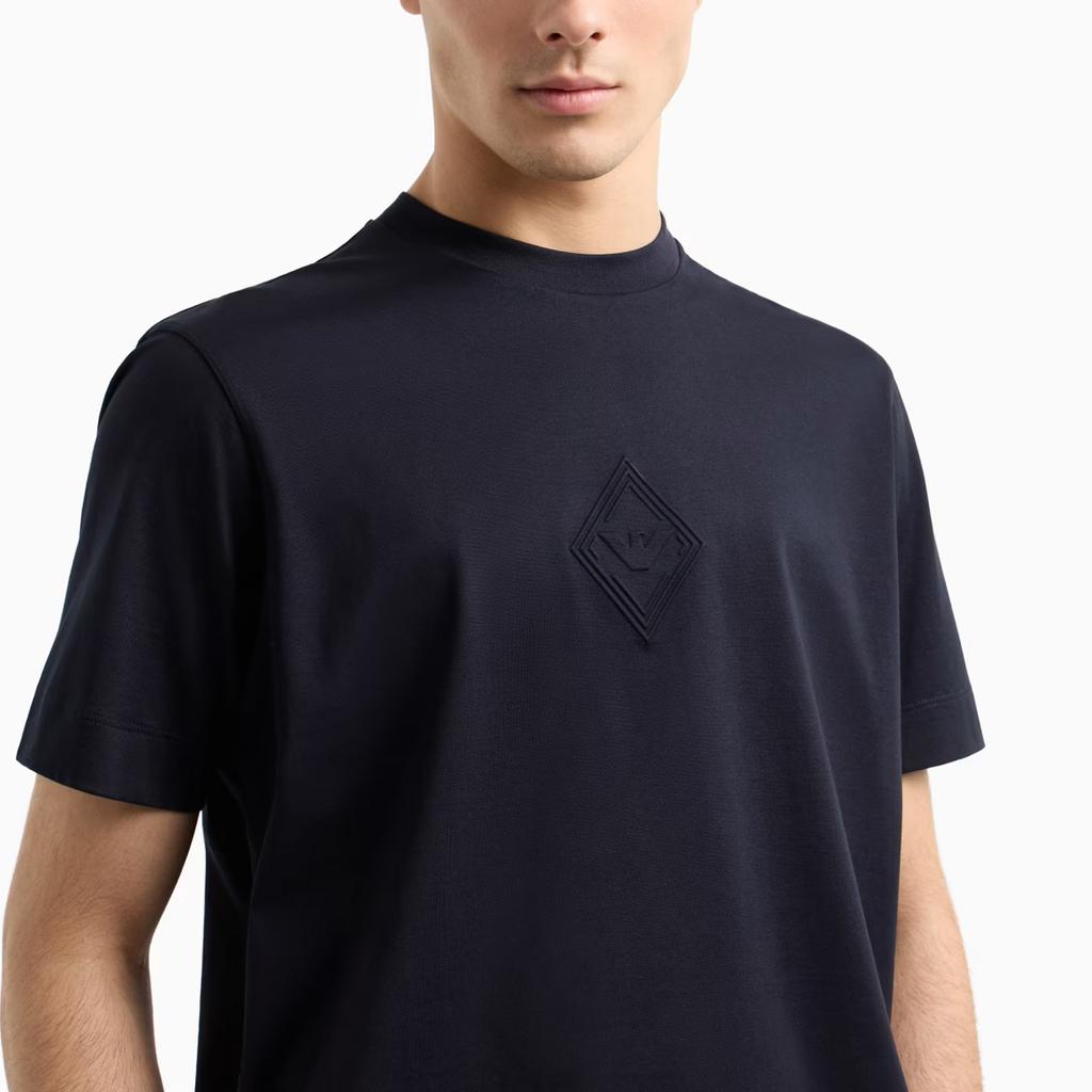 Emporio Armani Logo Round Neck Short Sleeve T-Shirt Men tops Navy-Blue EM001040-AF13669-UB118