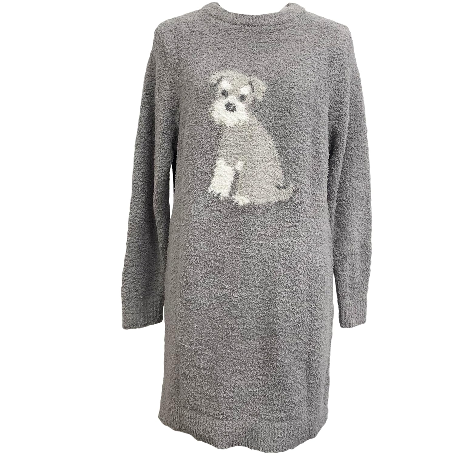 

Пушистая одежда для отдыха с животным принтом, длинная, зимняя, милая и скандинавская, шнауцер [Стрим] Женское платье, рукава, пижама, стильная, пушистая, стиль, подарок, принт,