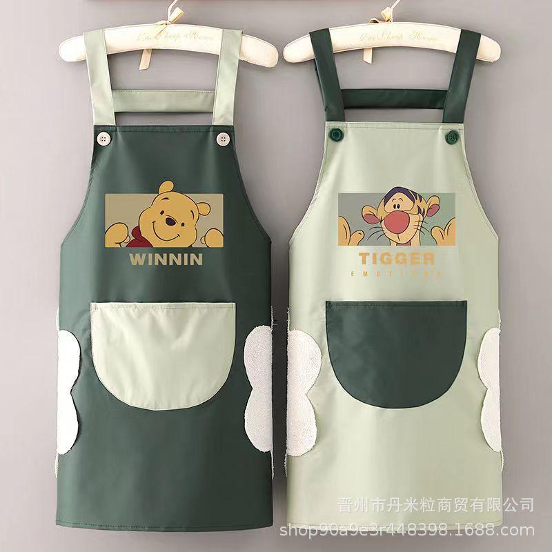 

Stylish Waterproof Apron with Custom Logo for Catering & Kitchen Use Regular Straps Dark Green Winnie the Pooh