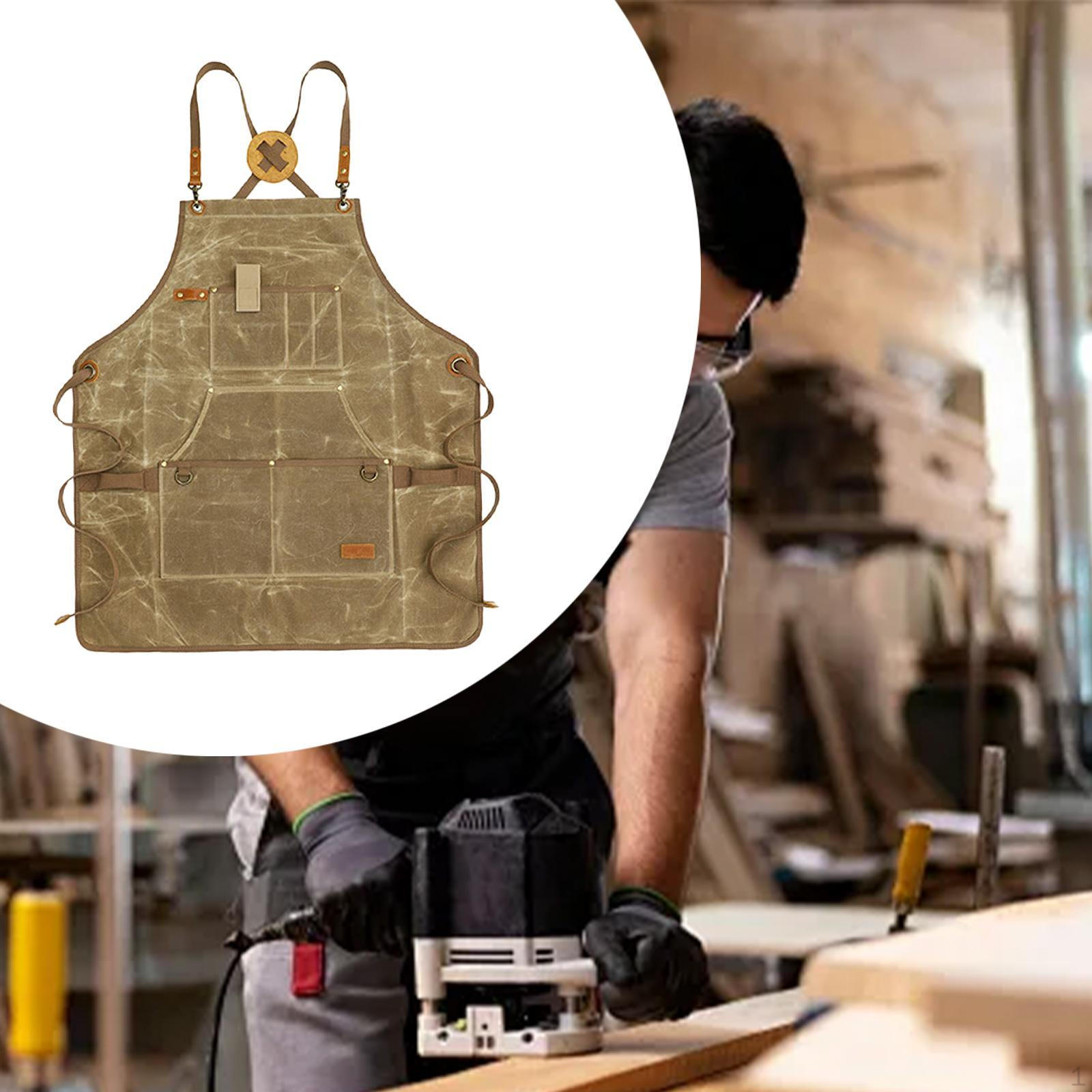 

Canvas Apron ,BBQ Work ,Adjustable Strap, Chef Outdoor Apron, for Cooking, Camping хакі