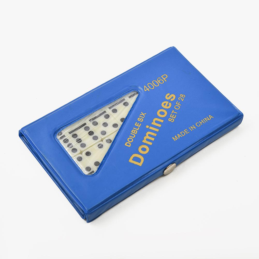 Four-Color Boxed Dominoes Double Sixes PVC Box Yellow Tooth Bone Cards Gaming Set