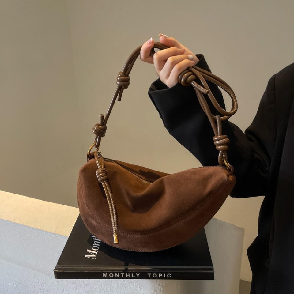 Faux Suede Party Bags for Women Hobo Shoulder Bag Single Crossbody Sac Underarm Dumpling Sweet Kidney Bags Fashion New