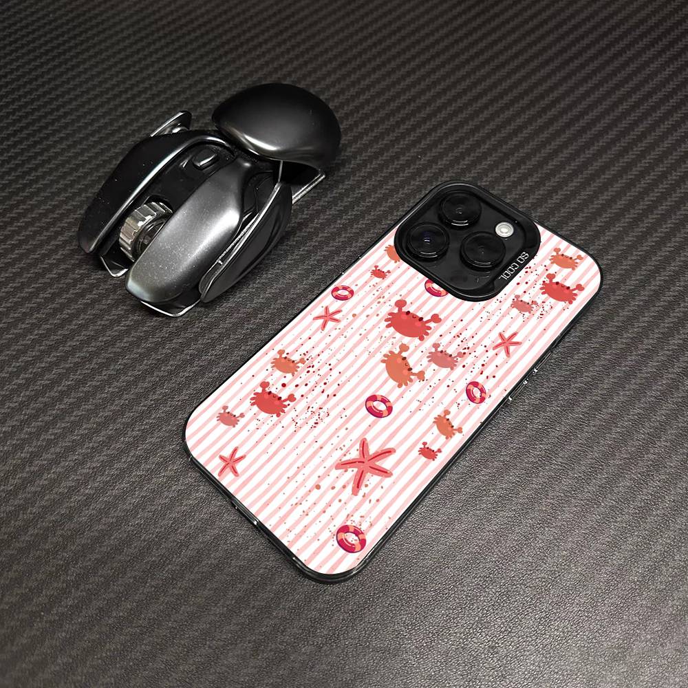 Cute Marine Life, Crabs, Lobsters Phone Case For IPhone 17 16 15 14 13 12 11 Pro Max Plus Color Silver Cover