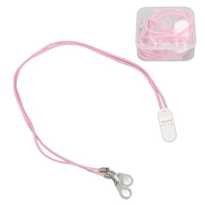 Cavo Auricolare 2 Pin Portatile Cordoncino Anti-Smarrimento Sicurezza Bianco Clip Fissaggio Protezione Rosa