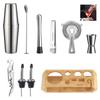 Edelstahl Rauten Bambusrahmen Shaker Set Bar Shaker Set 10-teiliges Cocktailshaker Set