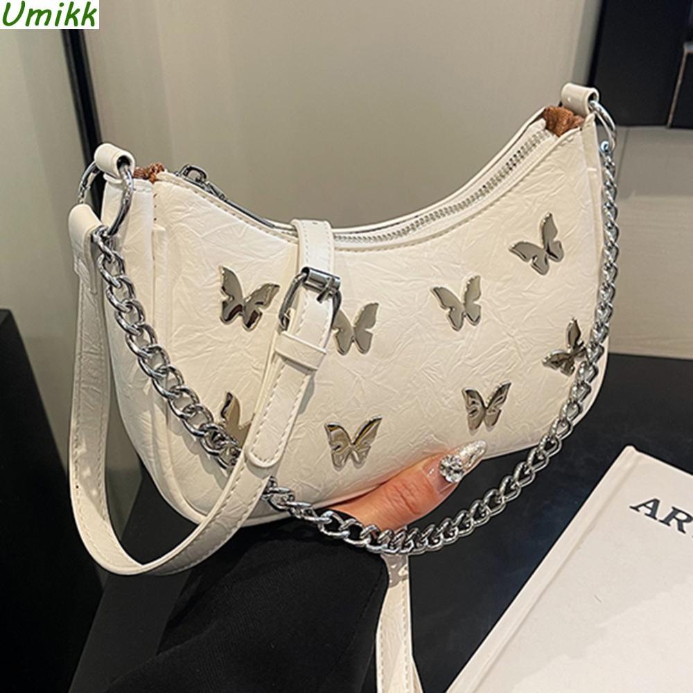 

Симпатичная сумка-хобо с бабочкой из искусственной кожи, модная сумка Y2K, трендовая сумка-хобо с регулируемым ремешком для женщин и девочек