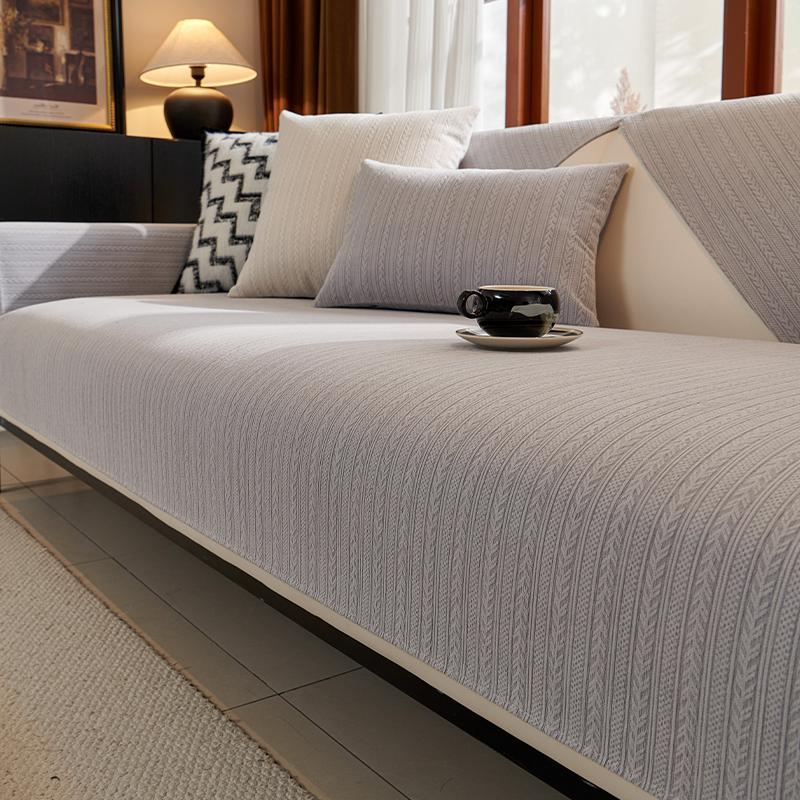 Wohnzimmersofas Rutschfeste einfarbige Chenille-Sofakissen-Couchbezüge Matte Schonbezug Funda Sofamatte
