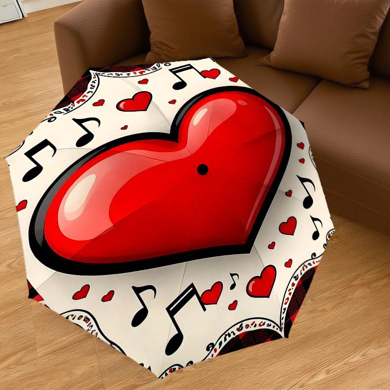 1pc Heart Music Automatic Open/Close Umbrella Compact Folding Umbrella with 8-Rib Shaft for Women/Men, Elegant Birthday1312S