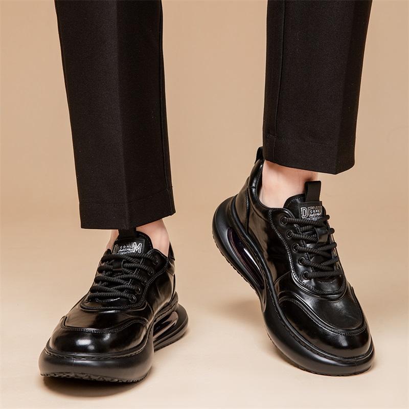 Fashion Genuine leather men's sports shoes Thick bottom comfortable casual versatile style Black Brown outdoor youth shoes High Quality