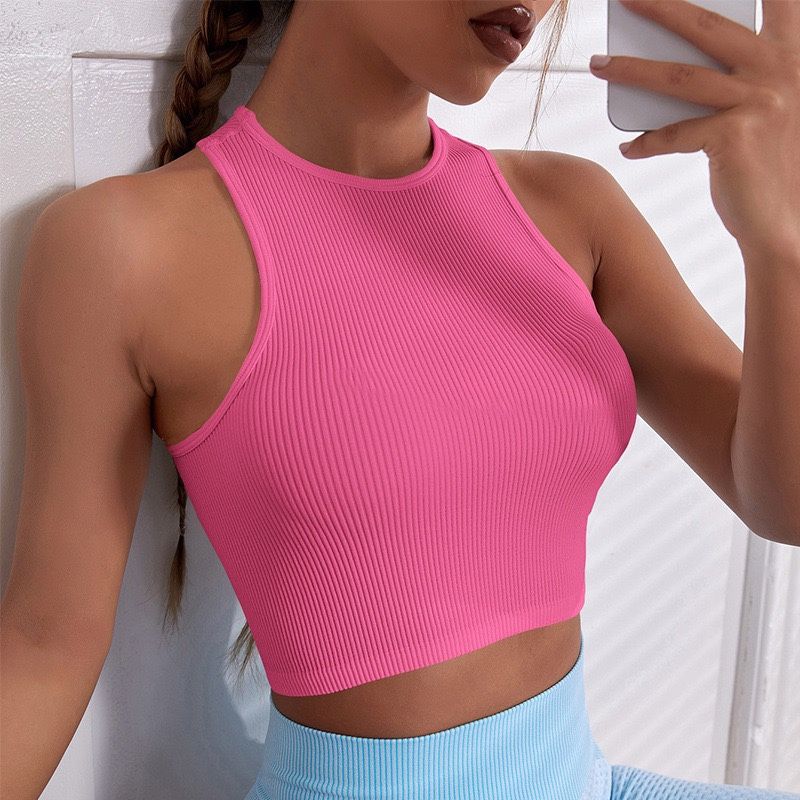 Yoga Minimalist Crop Top Sleeveless Slim Looking Women's round Neck Vest