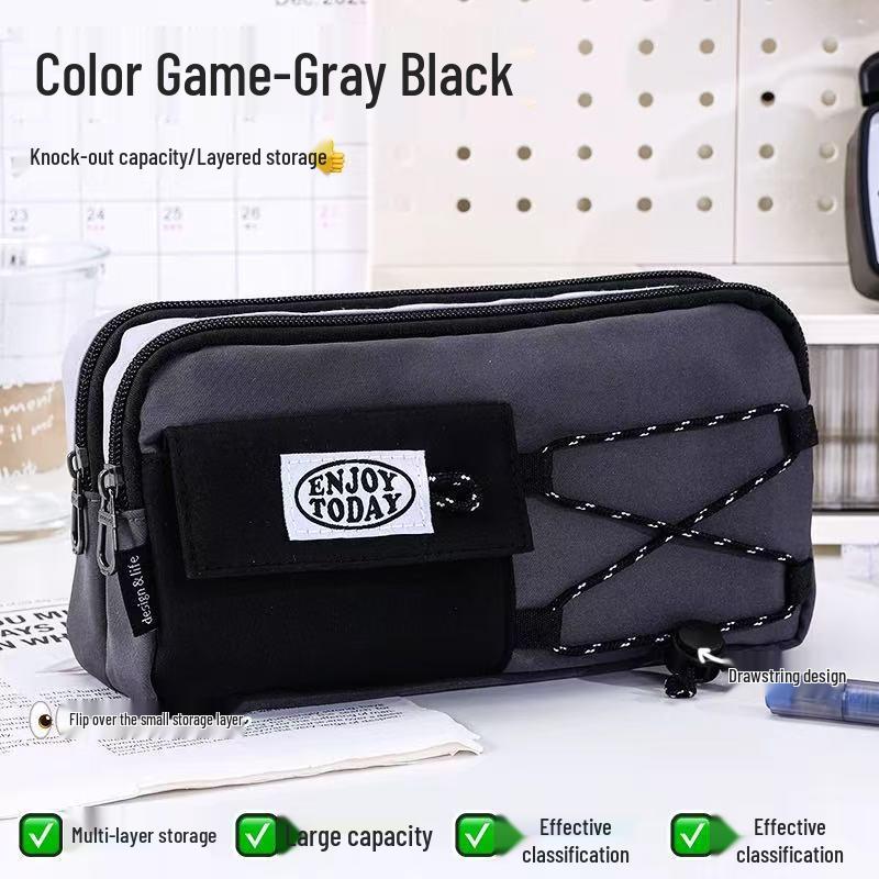 Blue Fruit 2026 Multifunctional Large Capacity Student Pencil Case темно серый