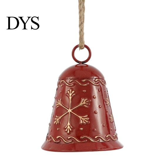 Christmas Garland Accessories Large Bell with Snowflake Design, Metal Hanging Ornament Heavy Duty Bells Jute Rope for Home, Garden, Holiday
