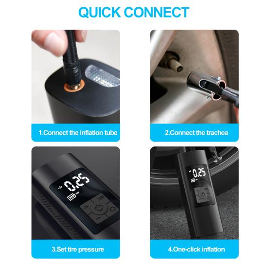 12V Portable Air Compressor 150PSI Rechargeable Mini Electric Tire Inflator Digital Pressure Gauge