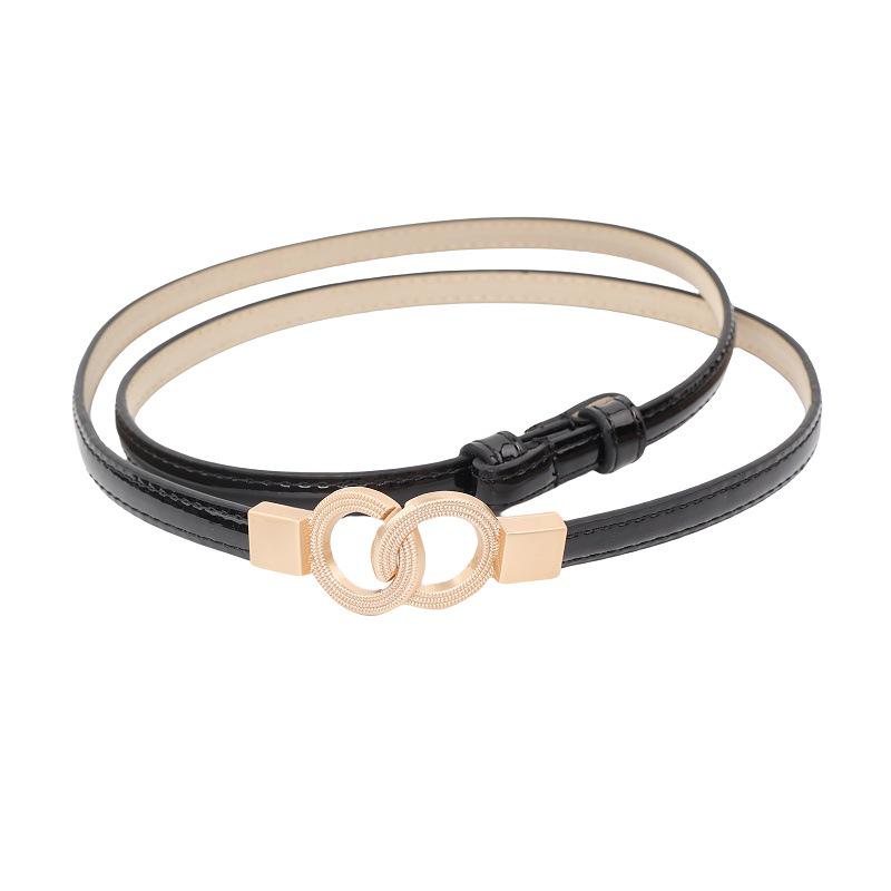Korean Style Women's Patent Leather Thin Belt - Fashionable Waist Accessory for Dresses