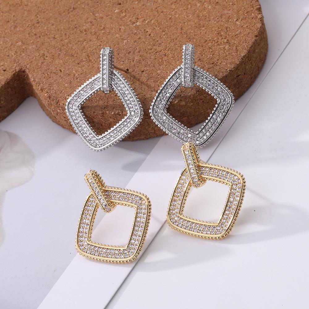 Elegant Zircon Tassel Silver Needle Earrings for Women's Banquet and Evening Dress