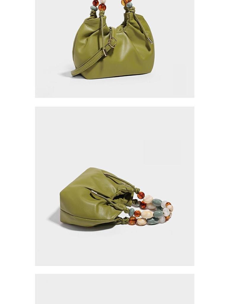 Women's 2025 Spring/Summer Pleated Chain Bucket Crossbody Bag