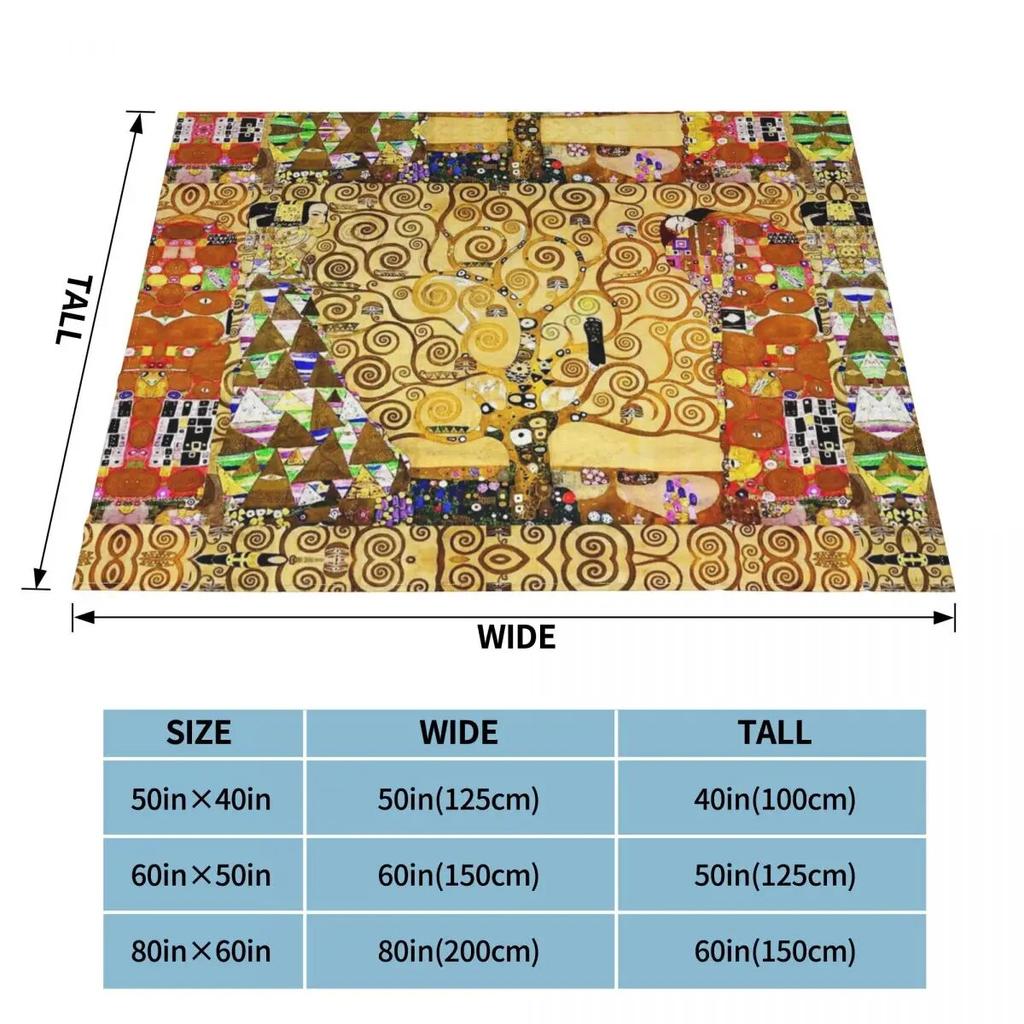 Tree Of Life Stoclet Frieze Gustav Klimt Blankets Fleece Novelty Warm Throw Blanket for Bedspread Autumn/Winter