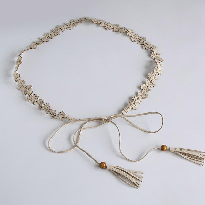Bohemian Belt Hollow Flower Tassel Super Fiber Soft Vacation Natural Texture Women's Waist Rope