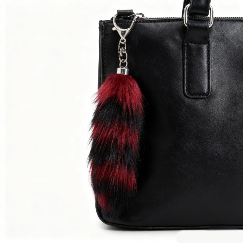Cheerful Foxes Tail Key Accessory Plush Material Vibrant Hues Sturdy Metal Clasp Compact Size For Keys And Personal Belongings