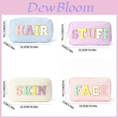 Embroidered Velvet Makeup Bag With Macaron Colors For Travel And Home Storage