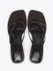 Fashion High Quality Black Silk Kitten Heel Design Brand Slipper Women Cozy Clip Toe Flip Flop Elegant Square Toe Thin Heel Slide Sandal