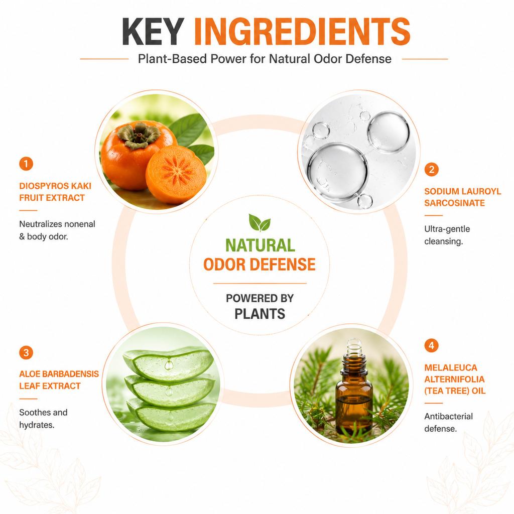 Persimmon Shower Gel Body Wash Cleansing Skin Foamy Rich Deodorant Natural Extract Moisturizing Men Women