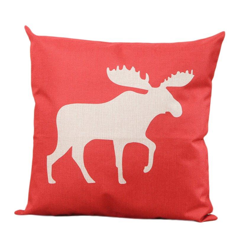 Christmas Pillows Cover Decor Christmas Moose Cotton Linen Pillowcase