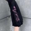 Retro Black Printed Zipper Hoodie: Women's Korean, European, & American Style Sweatshirt