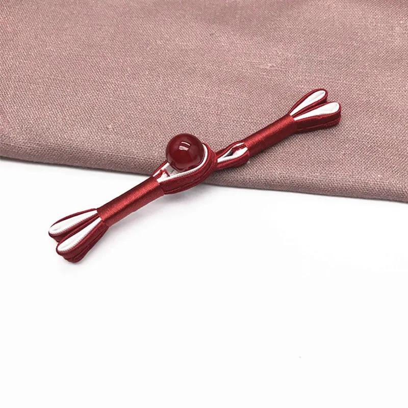 Imitation Jade Beads Cloth Button, Chinese Frog Closure Buttons, Knot Fastener, Decorative Cheongsam, 5 Pairs