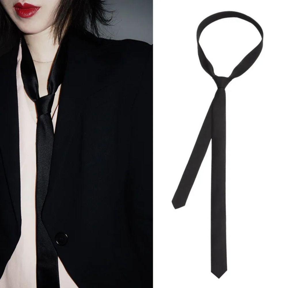 Fashion Elegant Black Neck Tie Classic Skinny Narrow Necktie New Satin Super Slim Tie