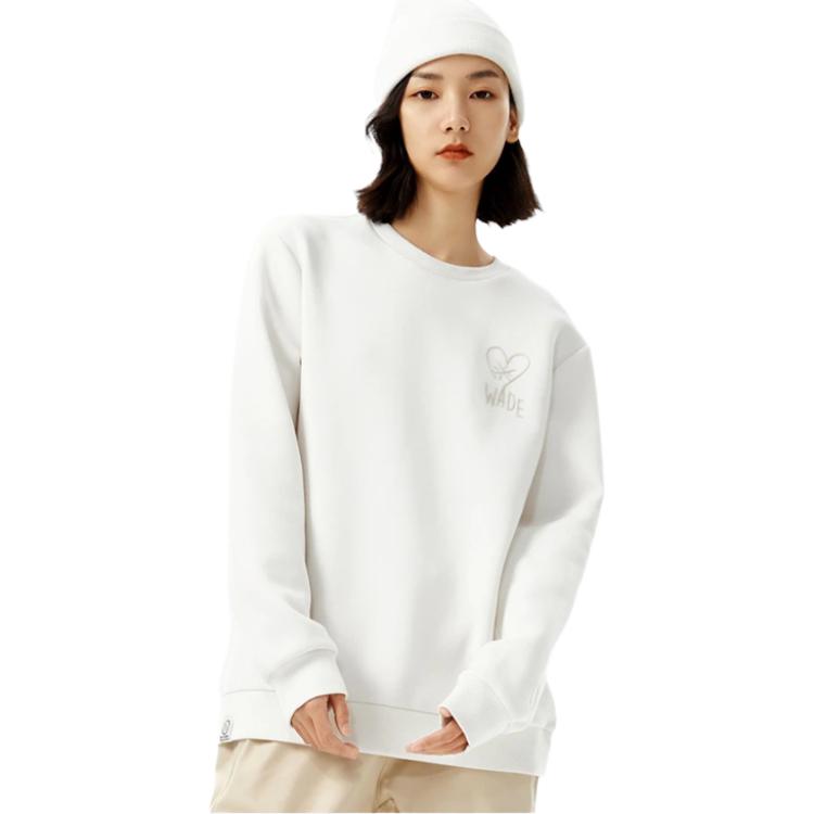 Li Ning Sweatshirts Unisex White Crew Neck Moderate Regular AWDRG53-2