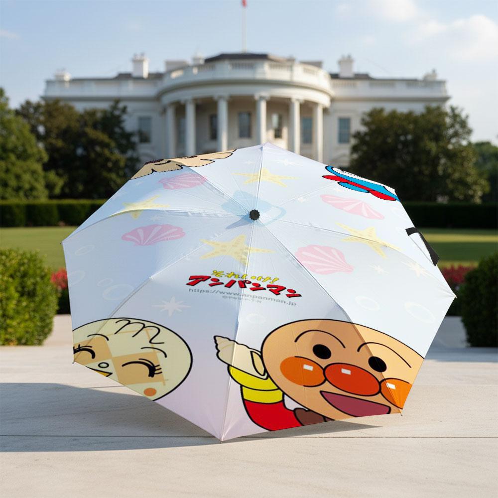 Kawaii Anpanman Cartoon Umbrella Portable Lightweight Travel Umbrella Anti-UV Sunshade Umbrella for Boys Girls