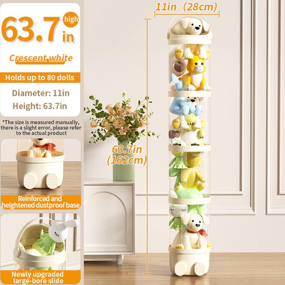 

63.7 Inch Doll Storage Box Toys Organization Plush Toy Storage Tube Transparent Stuffed Storage Barrel Children s toy Organizer білий
