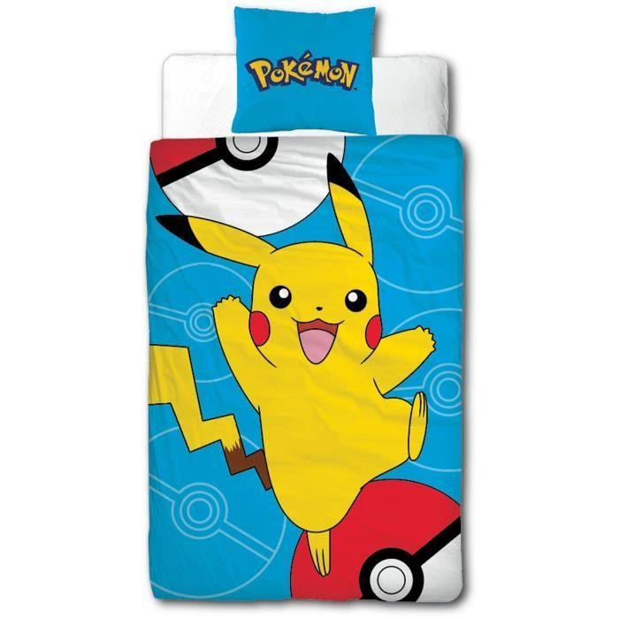 Parure De Lit - POKEMON - Pikachu III - Microfibre - 1 Housse De Couette 140 X 200 Cm + 1 Taie 63 X 63 Cm