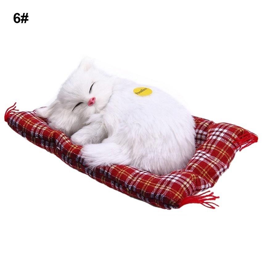 Lovely Simulation Animal Doll Plush Sleeping Cats Toy with Sound Kids Toy Birthday Gift Doll Decorations Stuffed Toys