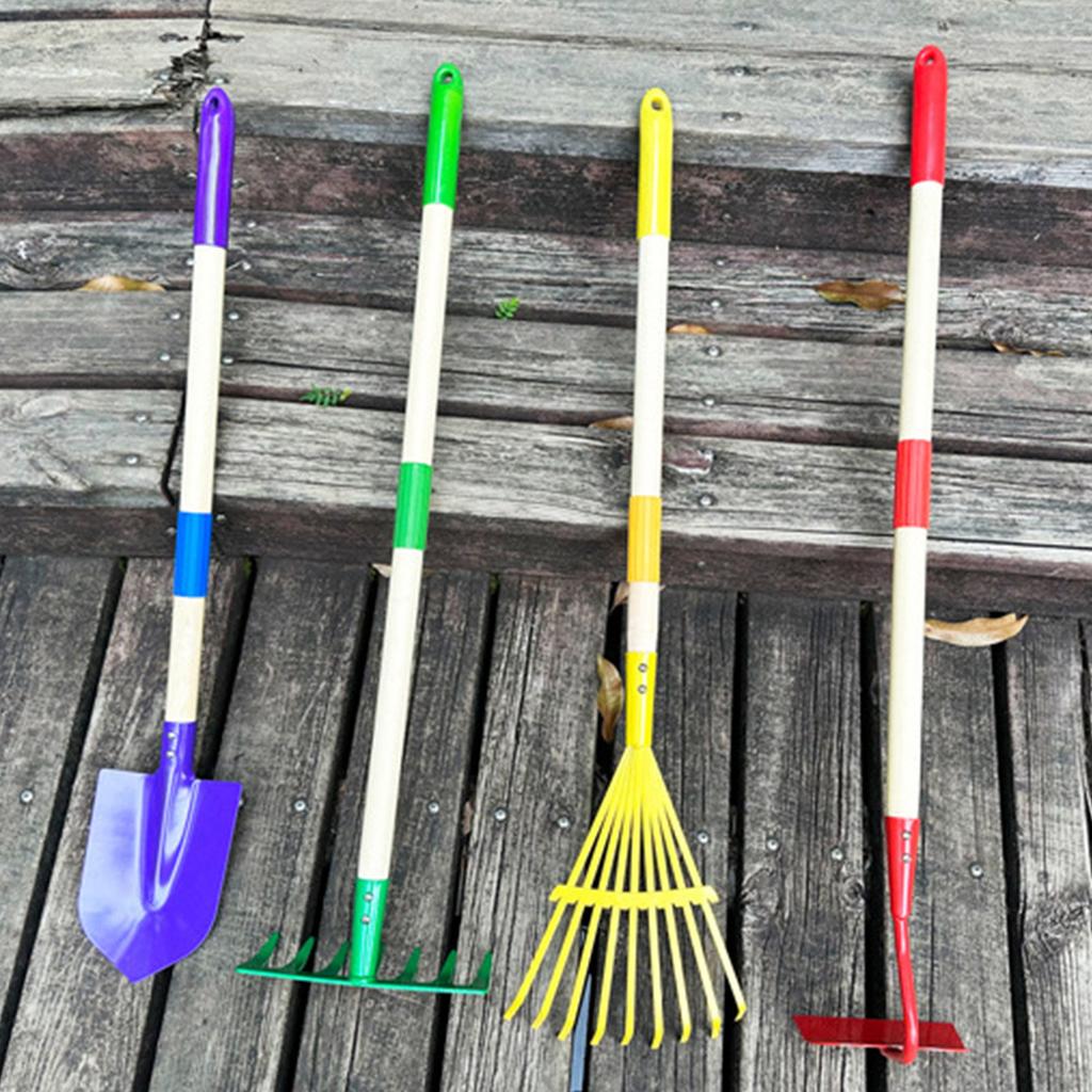 2Pcs Child Safe Wooden Rakes Shovel Set For Yard Work Sand Play Detachable Head Wooden Construction Gardening Toy