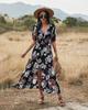 2023 Summer New Sexy Printed Bohemian Dress with Waistline Slimming Women's Clothing