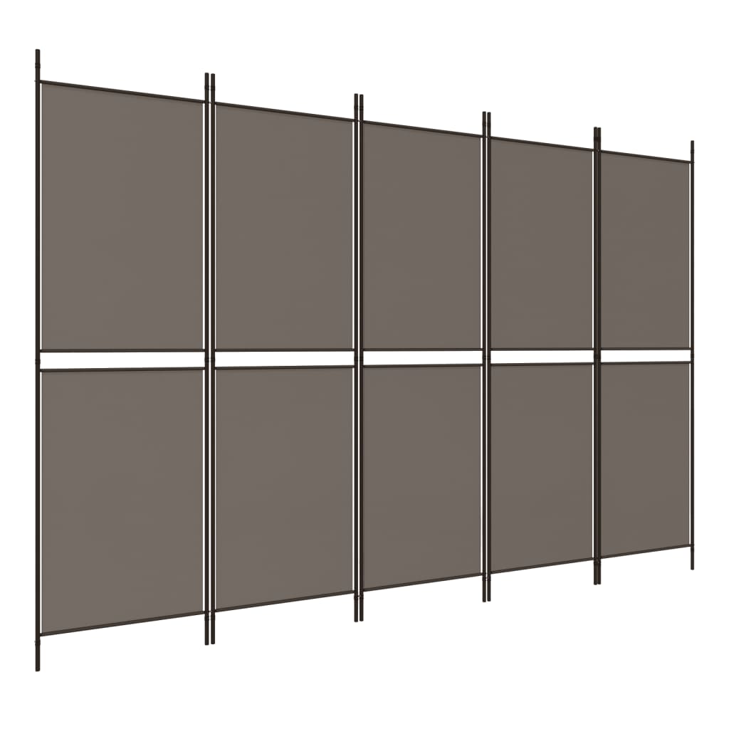 5 Piece Folding Screen Anthracite 250 X 200 Cm Fabric